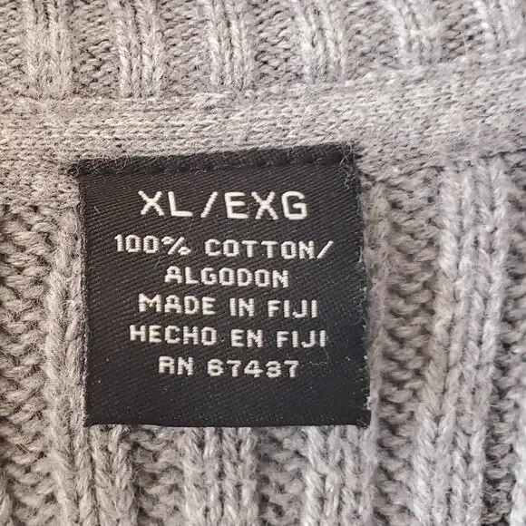 Ralph Lauren Polo Jeans Co Mens XL Half Zip Sweater Flag Cotton Gray Collegiate - Picture 3 of 7